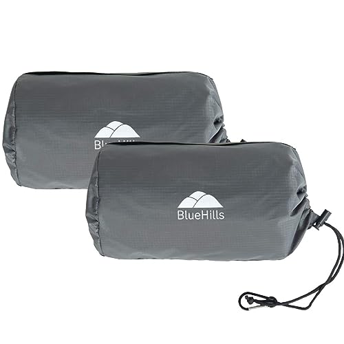 BlueHills Ultrakompakte Reisedecke, 2 Stück, groß, weich, gemütlich, tragbar, mit Tragetasche und für Flug, Flugzeug, Auto, Camping, Hotel, grau, C202-2PK-Grau von BlueHills