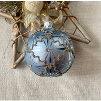 Blauer Christbaumkugelschmuck, Handbemalte Weihnachtskugeln, Weihnachtsschmuck von BluebirdbyRobin