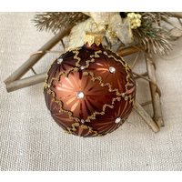 Bronze Weihnachtskugel Ornament, Handbemalte Weihnachts Glas Dekoration, Traditionelle Handarbeit Weihnachten Handgefertigt von BluebirdbyRobin