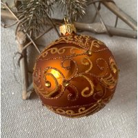 Oranger Christbaumkugelschmuck, Handbemalte Weihnachtskugeln, Handarbeit von BluebirdbyRobin