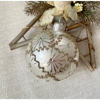Silberne Handgemachte Weihnachtskugeln, Glitzer Bemalte Weihnachtskugeln Trachtenkugeln von BluebirdbyRobin