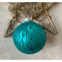 Türkis Weihnachtskugel Ornament, Handbemalte Weihnachtskugeln, Weihnachtsdekoration von BluebirdbyRobin