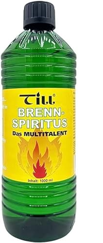 Till Brennspiritus 1 Liter, Reiniger und Brennstoff, 94% Ethanol, hochwertiger Spiritus Allrounder für Freizeit, Hobby, Auto, Haushalt, Gewerbe und Industrie von Bluecraft