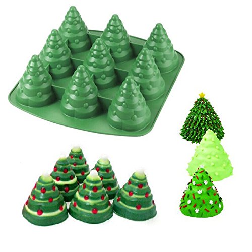Honfitat Bluelover 3D Weihnachtsbaum Kuchenform aus Silikon, Backform für Kekse oder Schokolade, Grün von Honfitat