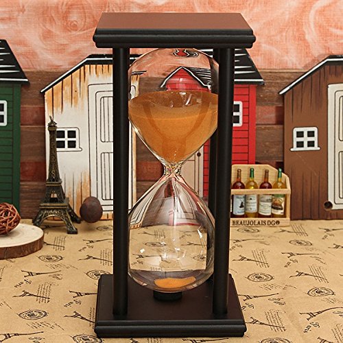 Bluelover 60 Minuten Wooden Frame Sanduhr Sanduhr Sand Timer Home Decor Geschenk - Schwarz + Orange von Honfitat