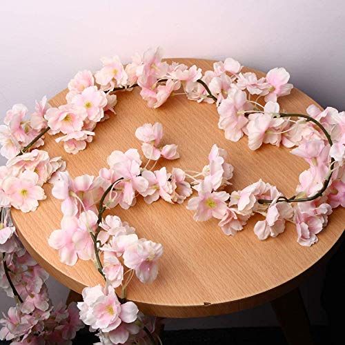 HonFitat Künstliche Seidenkirschblüten-Blumen-Hängende Rebe-Girlanden-Haupthochzeits-Dekorationen - Rosa von Honfitat