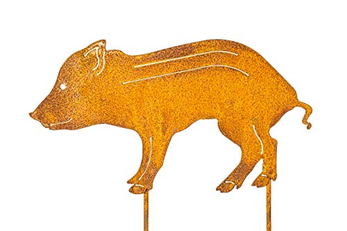 Blümelhuber Edelrost Gartenstecker kleines Wildschwein Figur- Metall Deko Frischling in Rostoptik - Rost Deko für Garten von Blümelhuber
