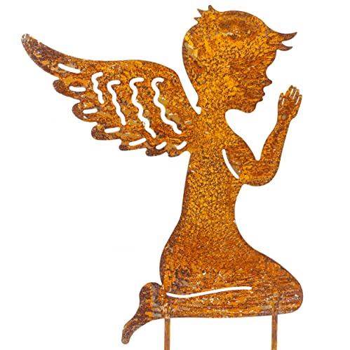 Blümelhuber Kleiner Engel Edelrost Gartenstecker - Hochzeitsdeko - Rost Deko Figuren für den Garten, den Balkon oder die Haustüre - Grabdeko - 19 cm von Blümelhuber