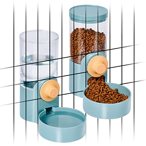 Blueshyhall 2 in 1 Automatischer Futterspender und Wasserspender, Aufhängbarer Futterautomat mit 1000ml Großer Kapazität für Katze Hund Kaninchen Hamster Nager Haustier von Blueshyhall