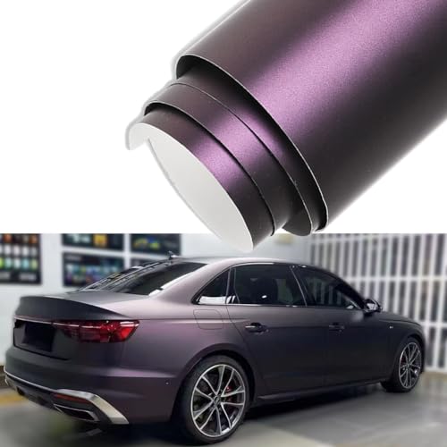 Blueshyhall Auto Folie Lila Schwarz Matt, Satin Matte Dunkellila Schwarz Auto Wrapping Folie Selbstklebend,Tuning Folie Wrapping Folie Innen Außen für Auto Motorrad Fahrräder (75 x 152 cm) von Blueshyhall