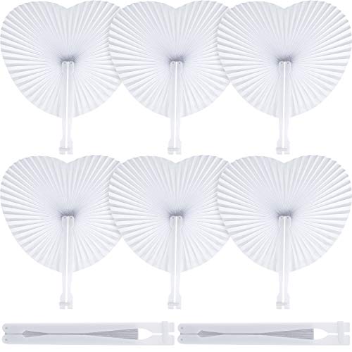 Blulu 60 Packung Weiß Papier Fans Herzförmige Faltfächer Sortiment für Hochzeit Geburtstag Party Favor Wohnkultur Kalt Werkzeug von Blulu