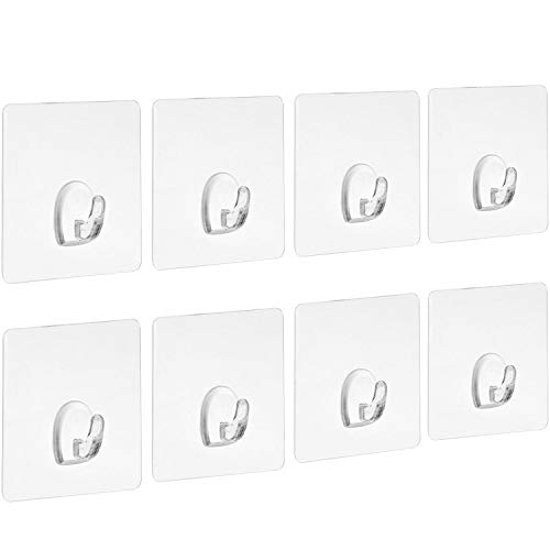 Blulu Vinyl Klebehaken Belastbar Transparente Haken Ohne Nageln für Küche Badezimmer Tür Wand, 8 Packung von Blulu