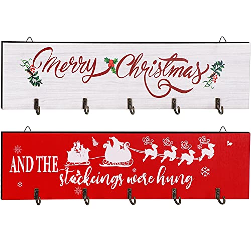 Holzschild mit Aufschrift "And the Stockings were hung", für den Kaminsims, zum Aufhängen, 2 Stück von Blulu