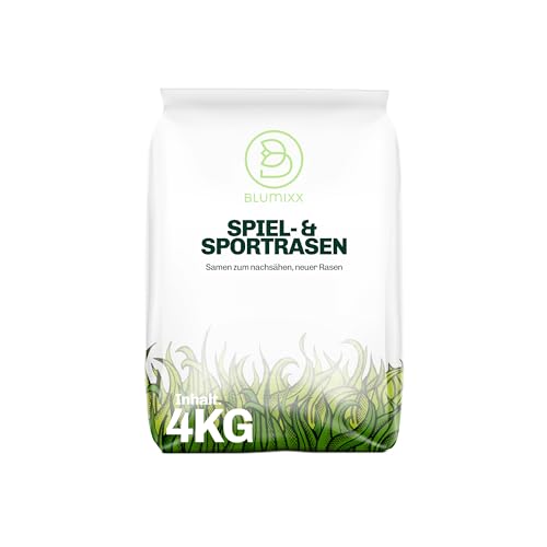 4 kg Rasensamen Sport & Spiel schnellkeimend 160 m², robust, sattgrün, ideal für Neuansaat und Nachsaat, Rasensaat Grassamen Frühjahr (4 kg) von Blumixx