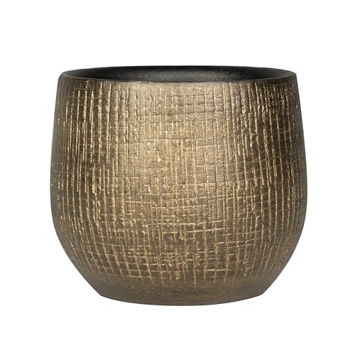 Blumentopf 15 cm Durchmesser in Shiny Gold – Handgefertigt aus 100% natürlicher Keramik mit stilvoller Goldener Oberfläche – Klassisch & Modern von Blumixx