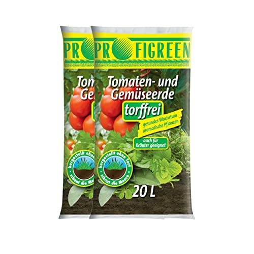 Profigreen Tomatenerde torffrei mit nachhaltigem Langzeitdünger - Gartenerde mit Natur Dünger für Tomaten & andere Gemüsesorten - Pflanzerde mit Bodenhilfsstoff für Tomatenpflanzen (40 Liter) von Blumixx