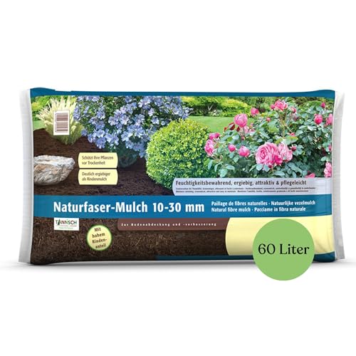 Stauden- & Rosenmulch Naturfaser 60 Liter - Torffreier Premium Mulch für Garten, Hochbeet & Balkon, Feuchtigkeitsspeichernd & Schutz vor Austrocknung, die nachhaltige Alternative zu Rindenmulch von Blumixx