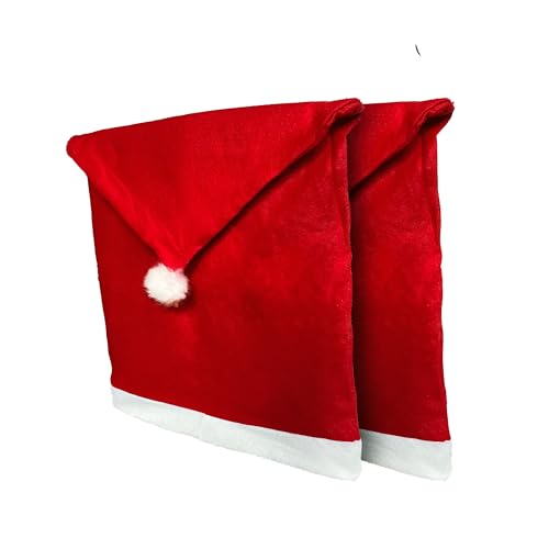 Stuhlhusse Weihnachten Weihnachtsmütze im 2er-Set: Rot-Weiße Festliche Deko aus weichem Filz für Sitzmöbel - Maße 50 x 75 cm - Stimmungsvoller Blickfang zur Weihnachtszeit von Blumixx