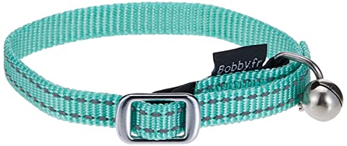 Bobby Safe – Katzenhalsband aus farbigem Nylon, widerstandsfähig, erstickungsfest, reflektierend, verstellbar, türkis – 30 x 1 cm von Bobby