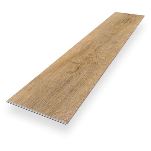 Bodenglück Vinylboden ''Eiche Cuxhaven'' Braun | Klick Vinyl in Holzoptik mit Trittschalldämmung | 1220 x 225 x 5,5 mm | Paketpreis für 2,2m² | für Fußbodenheizung, wasserfest, V-Fuge, 3D-Muster von Bodenglück