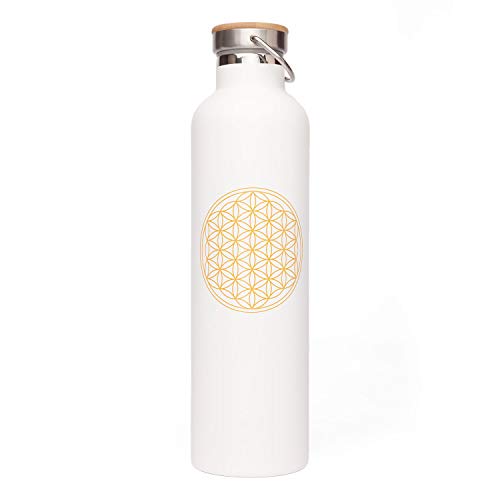 bodhi Thermosflasche | Isolierte Trinkflasche aus Edelstahl | 100% Dicht & Auslaufsicher | Kalte & Warme Getränke | Veredelt mit Design Motiv | Für Sport und im Alltag (Blume des Lebens) von Bodhi