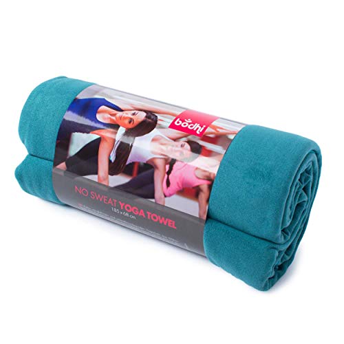 Yoga Handtuch NO Sweat Towel L, großes Yogatuch, extra saugfähig und schnell trocknend, auch als Yogamatten-Auflage, 185 x 68cm, z. B. für Hot Yoga (Petrol) von Bodhi