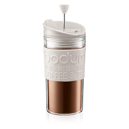 Bodum K11102-913 Travel Press Set Kaffeebereiter mit extra Trinkaufsatz 0,35 l, cremeweiß von Bodum