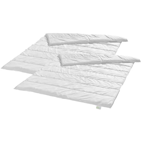 Bodyprotect Ecoline 2er Set Bettdecken 135 x 200 cm, 4-Jahreszeitendecken, Bettwaren Set aus 100% Mikrofaser, waschbar, Allergiker geeignet, Steppdecke, weiß von Bodyprotect