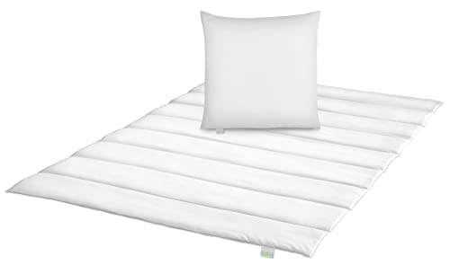 Bodyprotect Ecoline Bettwaren-Set Ganzjahresdecke 155 x 220 + Kopfkissen 80 x 80 cm, medium Bettdecke Steppdecke aus 100% Mikrofaser, waschbar, Allergiker geeignet, weiß von Bodyprotect