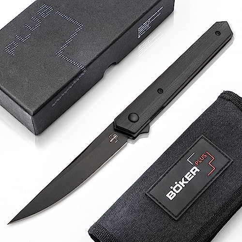 Böker Plus® Kwaiken Air G10 All Black - schwarzes Einhand-Messer mit G10 Griff & Clip - schwarzes EDC Klappmesser mit Flipper in Geschenk-Box (Kwaiken Air G10 ALL BLACK) von Böker Plus