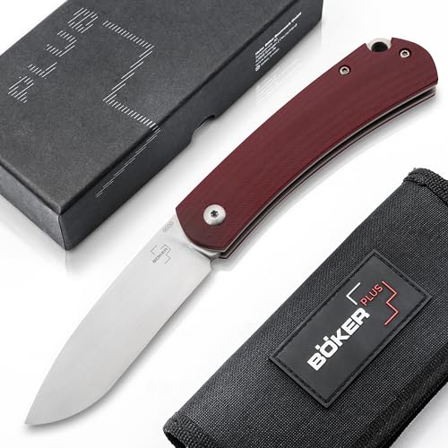 Böker Plus® Boston Slipjoint - modernes Slipjoint Taschenmesser mit Clip - Zweihand Klappmesser mit scharfer D2 Droppoint-Klinge - Profi 2 Hand Messer mit Clip von Böker Plus