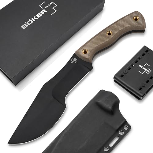 Böker Plus® Tracker - großes Bushcraft-Messer mit Kydexscheide - feststehendes Outdoor- & Survival-Messer - schwarze Klinge aus Carbonstahl in Geschenk-Box von Böker Plus