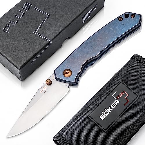 Böker Plus® CANOE Titan EDC Taschenmesser mit Clip - hochwertiges Outdoor Framelock Klapp-Messer mit Daumen-Pin & CPM-S-35VN Droppoint Klinge von Böker Plus