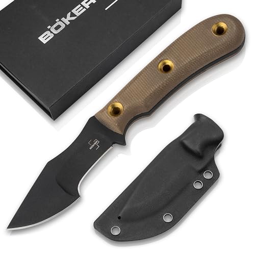 Böker Plus® Micro Tracker - kleines Bushcraft-Messer mit Kydex-Scheide - feststehendes Survival- & Outdoor-Messer - schwarze Klinge aus Kohlestoff-Stahl 1095 in Geschenk-Box von Böker Plus