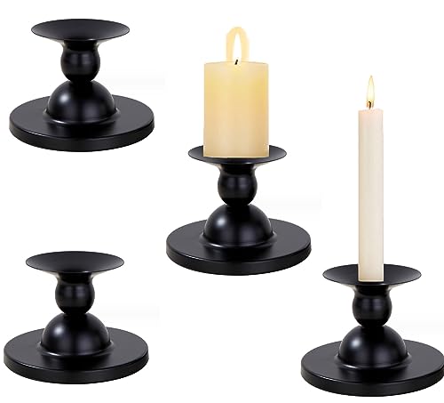 Kerzenständer Stabkerzen Schwarz Metall Bogoro 4 Stück Schwarze KerzenhalterRetro Candlelight Dinner Kerzenhalter Für Stabkerzen, Kerzenständer Hochzeit, Weihnachten, Zuhause, Outdoor von Bogoro