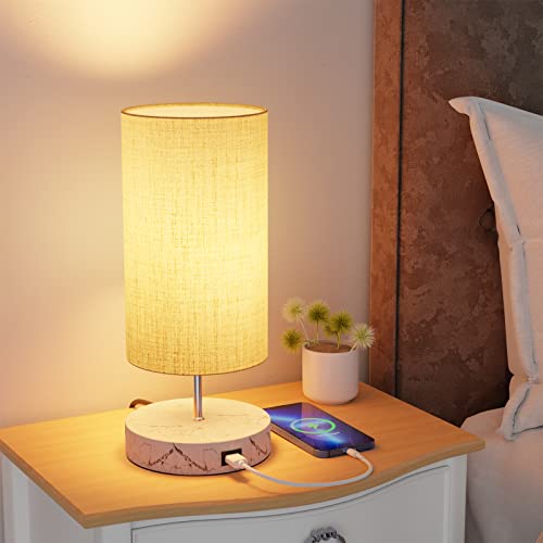 BokiHuk LED Nachttischlampe Touch Dimmbar mit USB-Aufladung, Touch-Steuerung Tischlampen, 3 Farbtemperaturen Tischleuchte für Schlafzimmer Wohnzimmer Kinderzimmer von BokiHuk