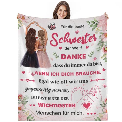 Bold And Brash Geschenke für Schwester, Geburtstagsgeschenk für Beste Schwester, Schöne Kuscheldecke Flauschig Fleecedecke Geschenkideen zum Geburtstag Weihnachten, 150x200cm von Bold And Brash