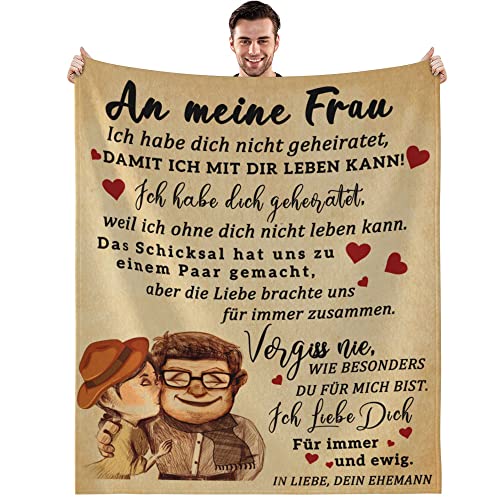 Bold And Brash Hochzeitstag Geschenke für Frauen, Kuscheldecke An Meine Frau, Geburtstagsgeschenk Hochzeitsgeschenk Geschenkideen, Flauschige Fleecedecke 150x130cm von Bold And Brash