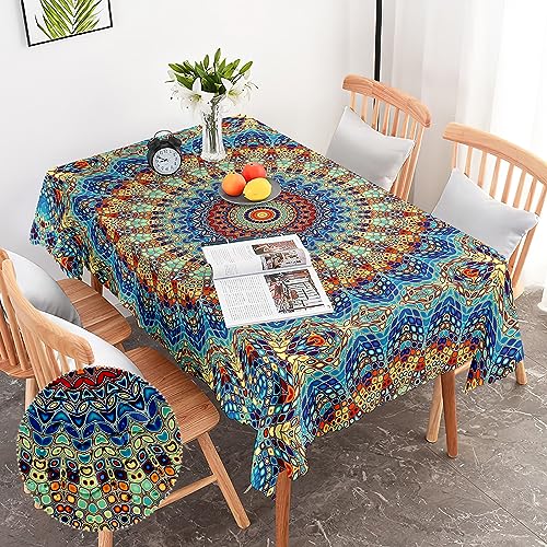 Tischdecke Rechteckig Boho Garten Tischdecken für Draußen Böhmische Fleckschutz Pflegeleicht Abwaschbar Schmutzabweisend Table Cloth für Küche, Esstisch, Couchtisch, Parteien 140x180cm von Bold And Brash