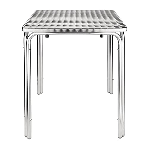 Bolero Quadratischer Innen - Außen Café Restaurant Bistro Terrassentisch 600mm, Aluminiumgestell, Edelstahlplatte, Abmessungen: 720(H) x 600(B) x 600(T)mm | CG837 von Bolero