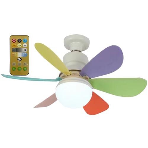 BomKra Deckenleuchte mit Ventilator und Fernbedienung,30W Deckenventilator mit Beleuchtung,3 Geschwindigkeiten,3 Modi Dimmbar,Timer,LED Deckenventilator mit Lampe für Schlafzimmer (Farbe) von BomKra