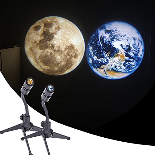 BomKra Mond Projektor, 2 in 1 Mond Erde Projektionslampe, USB Wiederaufladbar, 360° Drehbare LED Atmosphäre LED Nachtlicht Y2K Raumdekor für Selfie Hintergrund Party von BomKra