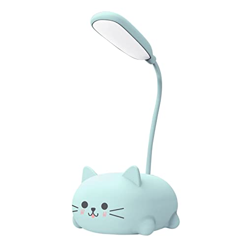 Schreibtischlampe für Kinder, Niedliche Katze LED Tischlampe mit Flexibles Arm, USB Wiederaufladbare Tischleuchte Augenschutz Leselampe Karikatur Kawaii Nachttischlampe Raumdekoration Kinder Geschenk von BomKra