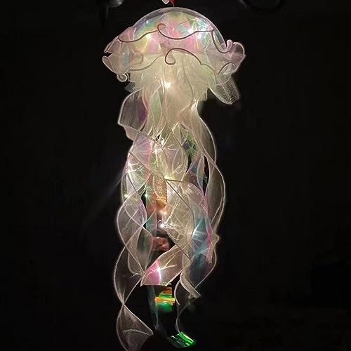 Quallenlaternen Licht, hängendes kreatives Quallen-Nachtlicht, leuchtende Quallen-Lampen-Dekorationen, Hochzeits-Heimzimmer-Dekor, Geschenke für Kinder Mädchen (weiß) von BomKra