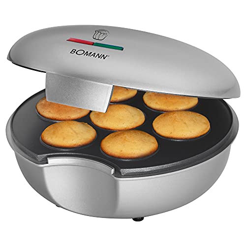 Bomann MM 5020 CB Muffin Maker, backen von bis zu 7 Muffins, Backflächen antihaftbeschichtet, Muffin Durchmesser ca. 4.5 cm, silber/schwarz von Bomann