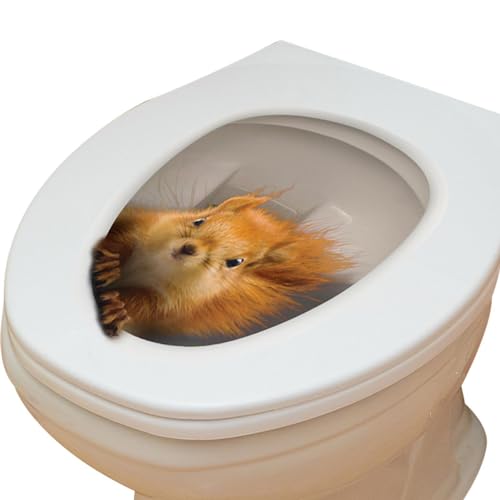 3D Eichhörnchen Toilettensitz Aufkleber | Eichhörnchen Toilettenaufkleber | Selbstklebende Dekorative Wandaufkleber | Lustig Toilettendeckel Aufkleber - Für Toilette, Toilette, Badezimm von BommFu