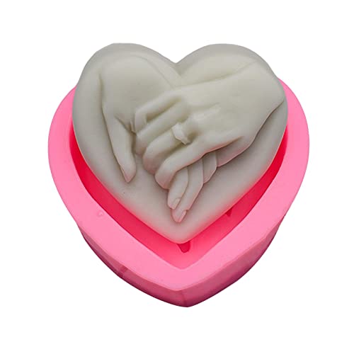 3D-Silikonformen In Herzform | Hand-in-Hand Liebesharzform | DIY Valentinstag Handgemachte Seifenkerzenform - Für Hochzeit Valentinstag Kuchen Schokolade Dessert Dekoration von BommFu