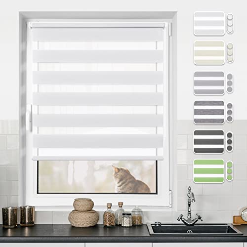 Doppelrollo Klemmfix ohne Bohren Weiß 60x150cm Rollos für Fenster ohne Bohren & mit Bohren Rollo Fensterrollo Klemmrollos Fensterrollo innen lichtdurchlässig & verdunkelnd von BondFree