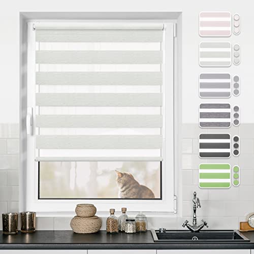 Doppelrollo Klemmfix ohne Bohren Leinen 90x220cm Rollos für Fenster ohne Bohren & mit Bohren Rollo Fensterrollo Klemmrollos Fensterrollo innen lichtdurchlässig & verdunkelnd von BondFree