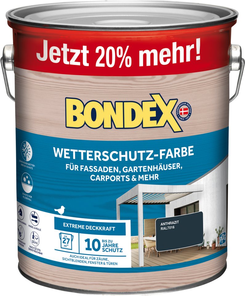 Bondex Wetterschutzfarbe witterungsbeständig, hohe Deckkraft, verschiedene Farben und Grössen von Bondex
